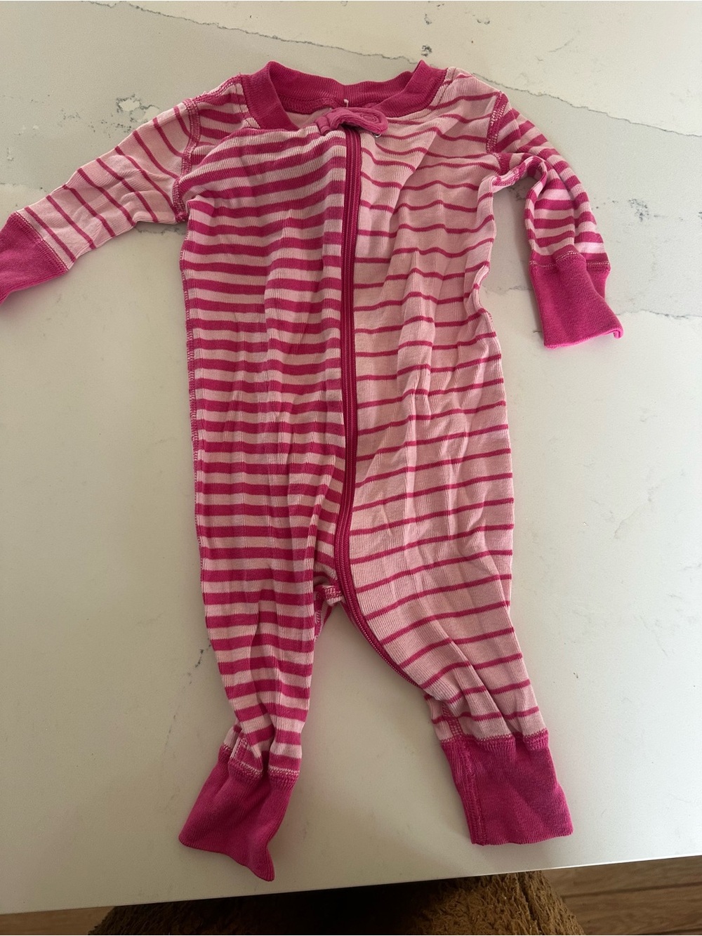Pink Striped Baby One-Piece Zipper Sleeper 9-12 months
